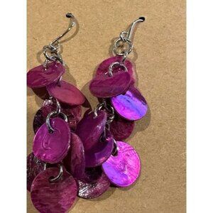Purple Confetti Dangle Earrings With Silver Hook